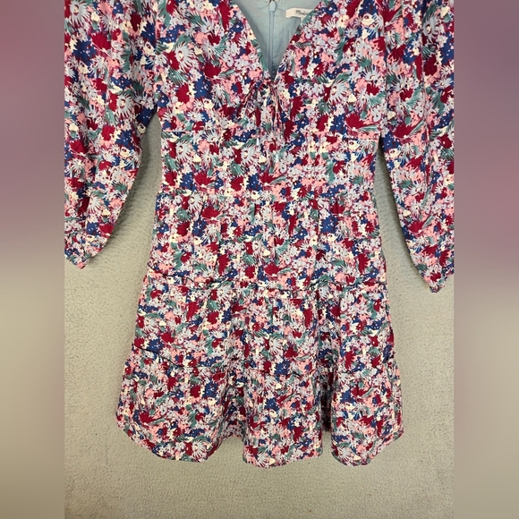 Madewell Amalia Womens Floral Tiered Mini Dress Sz 00 Spring Summer Festival - Picture 6 of 13